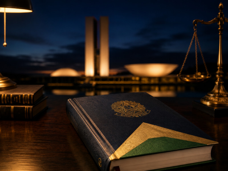 Constituição brasileira sobre mesa institucional